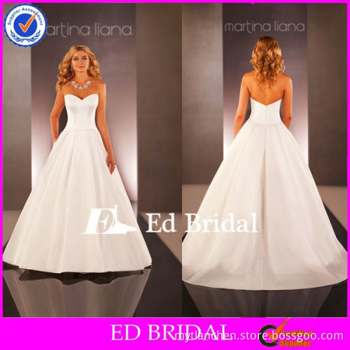 MG56 2015 Imperial Sweetheart Sleeveless Floor Length Plain White Satin Bridal Gown